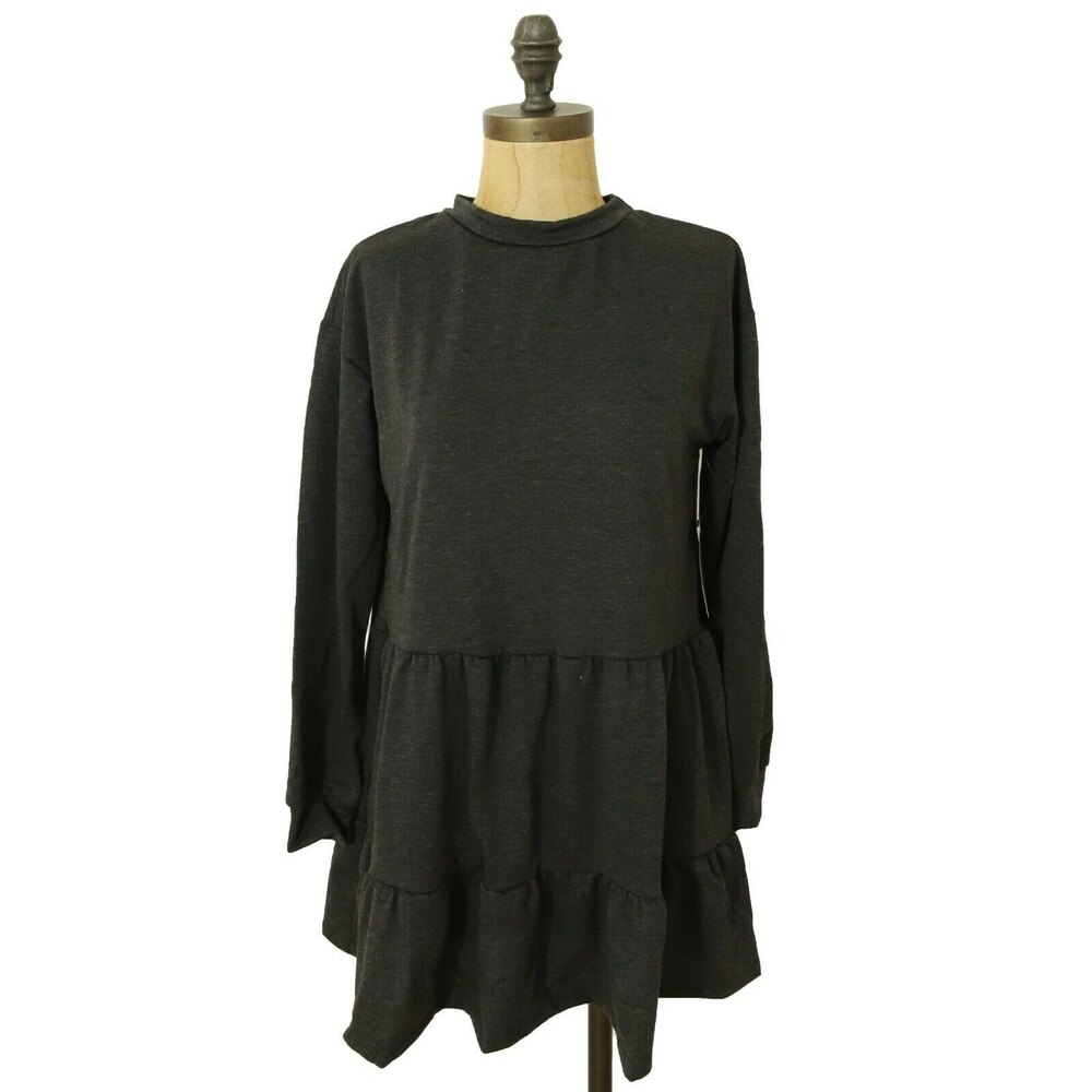 Velvet Torch Nordstrom Mini Tiered Dress XS 3/4 Sleeve French Terry Gray NWT B45